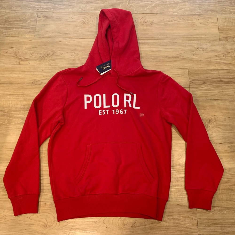 Polo Ralph Lauren Men's RL 67 Polo Script Fleece Pullover Hoodie Red NWT M - L